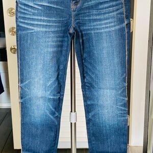 WHBM “The Skinny” Denim Blue Jeans Gold Accent Piping 2P